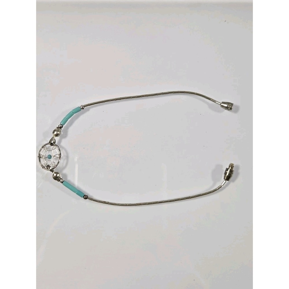 Southwestern Turquoise Dreamcatcher Liquid Silver Bracelet Barrel Closure - Picture 3 of 4